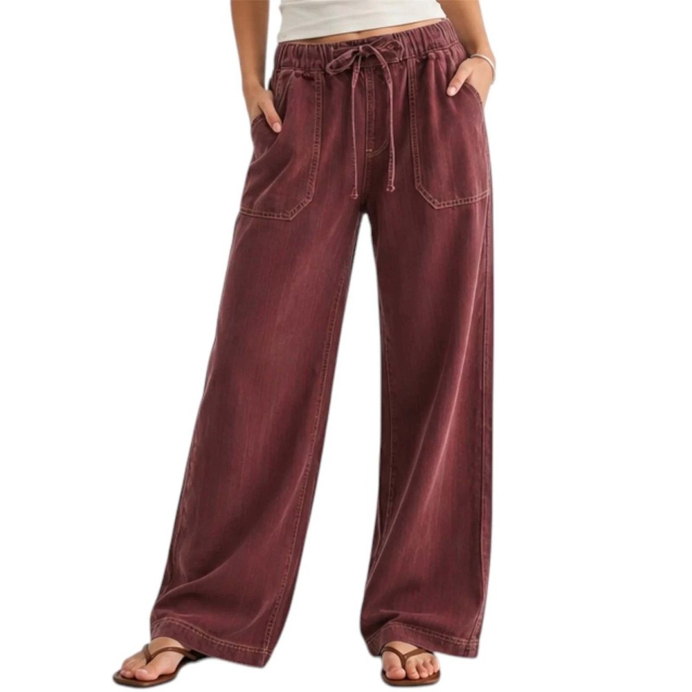 Mica Denim Matisse High Rise Wide Leg Jogger Pants Dusky Burgundy Womens XL NWT
